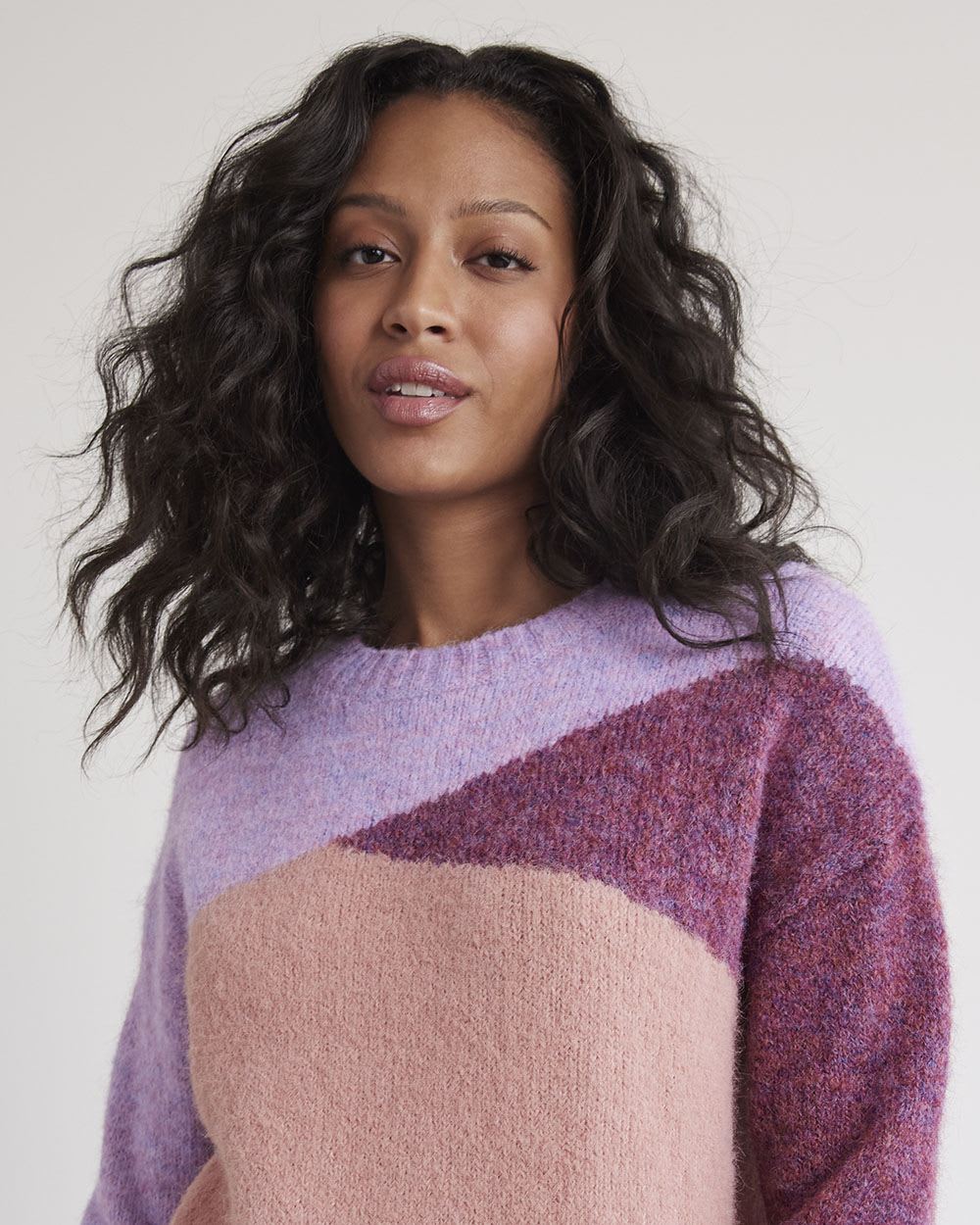 Relaxed-Fit Crew-Neck Colour-Blocked Sweater