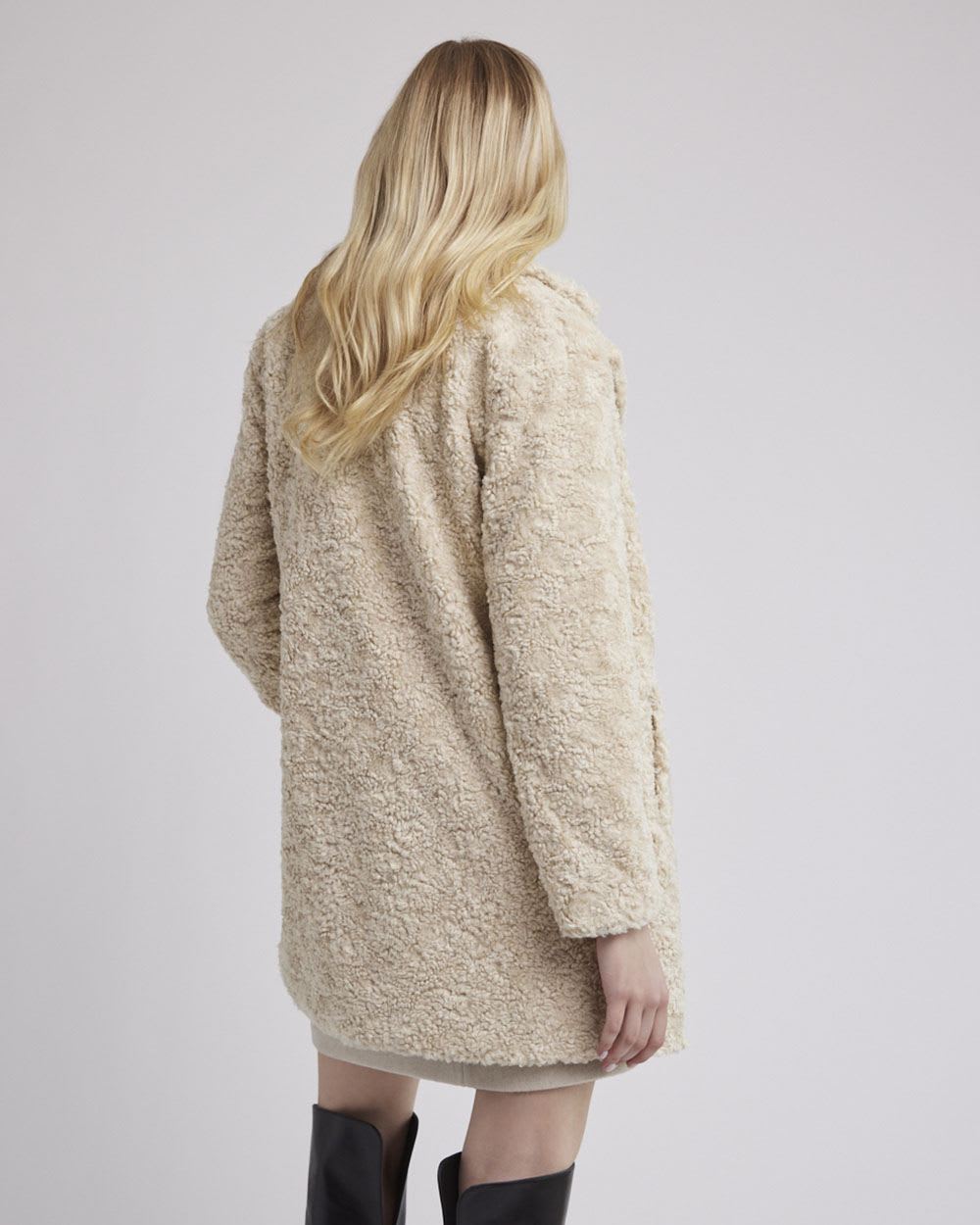 Relaxed-Fit Three-Button Teddy Coat