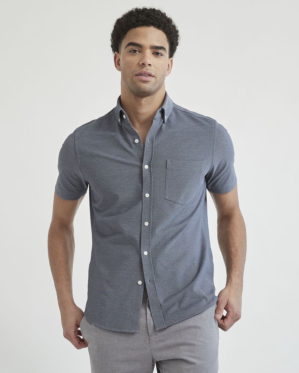 Two-Tone Short Sleeve Knit Shirt