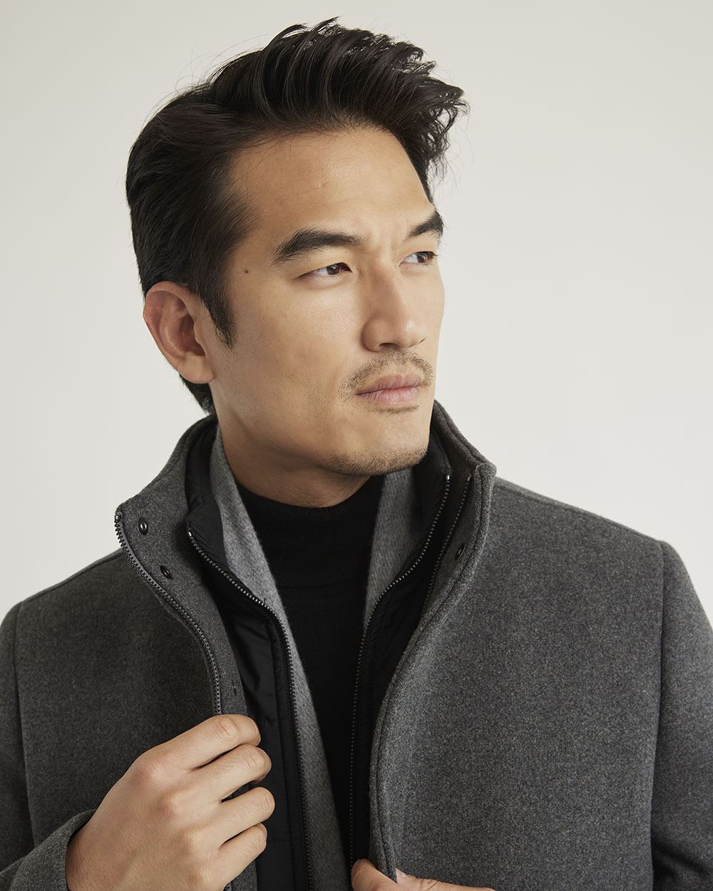 Classic Wool Coat with Mock Neckline