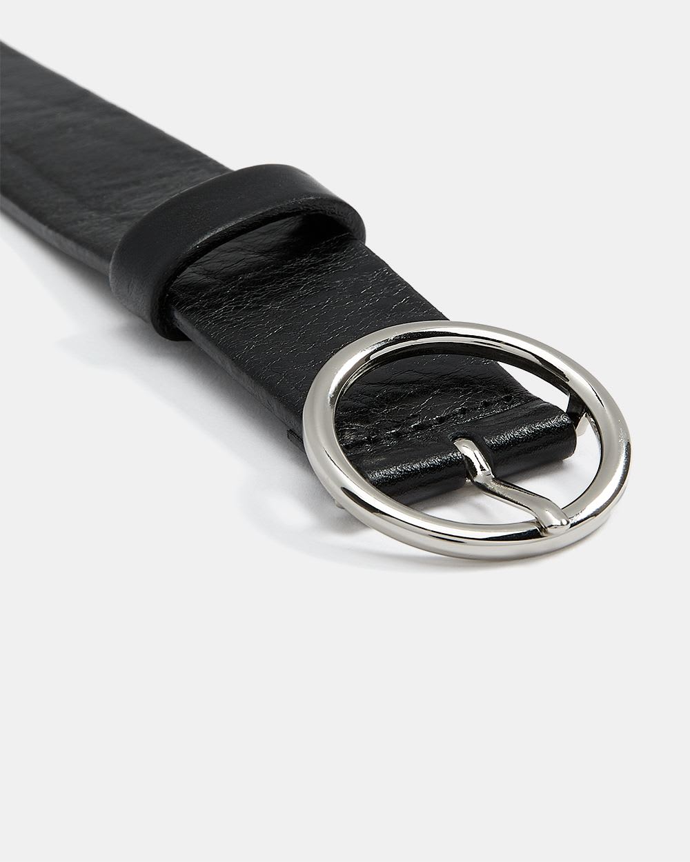 Leather Belt with Round Buckle