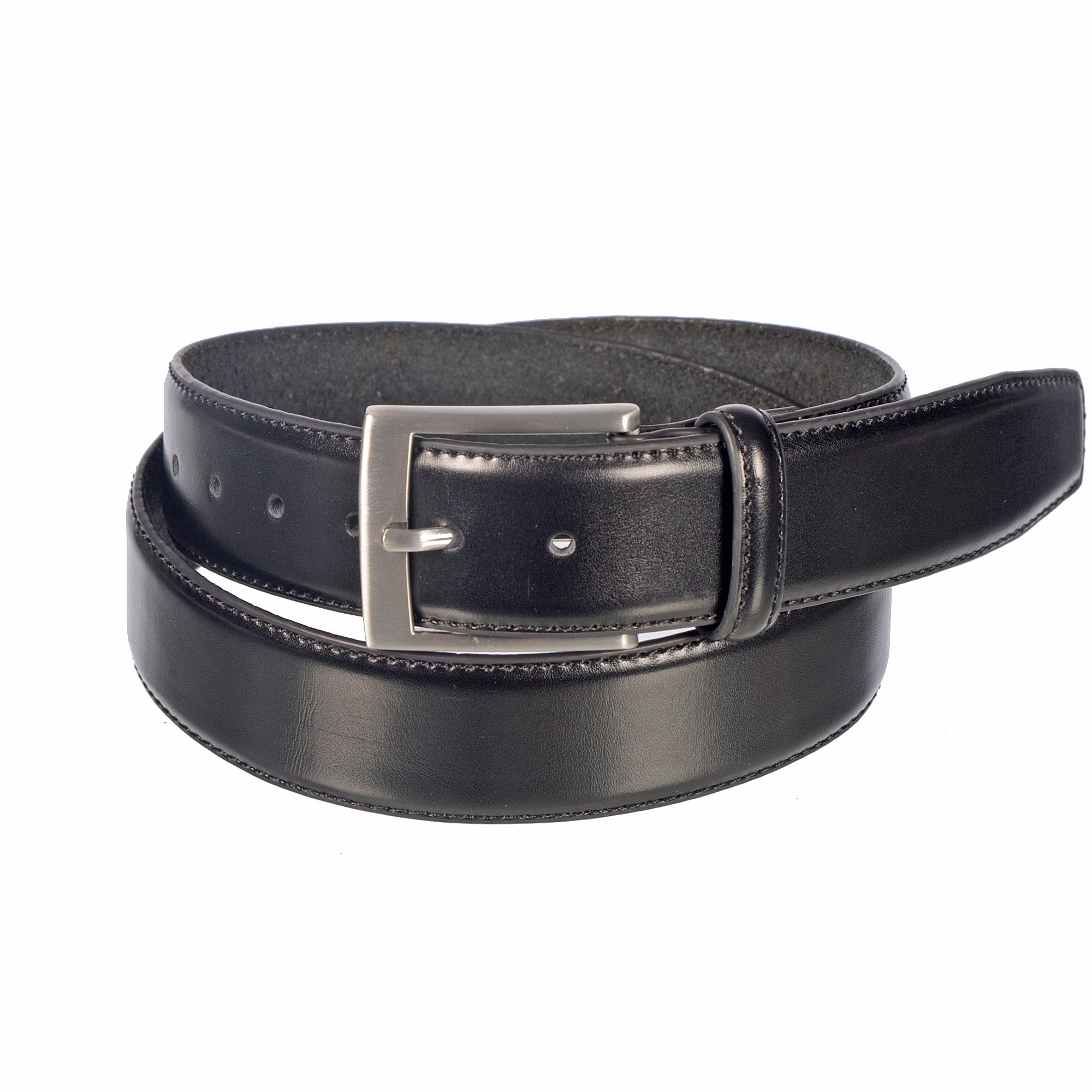 Club Rochelier Men's Leather Belt with Brushed Nickel Hardware