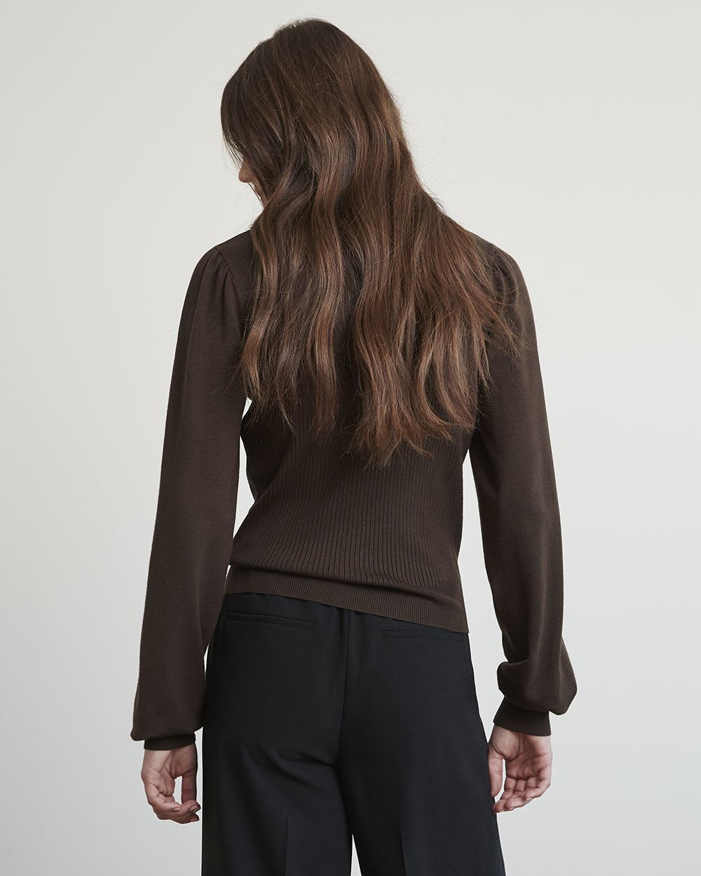 Long-Sleeve Ribbed Cardigan with Bustier Effect