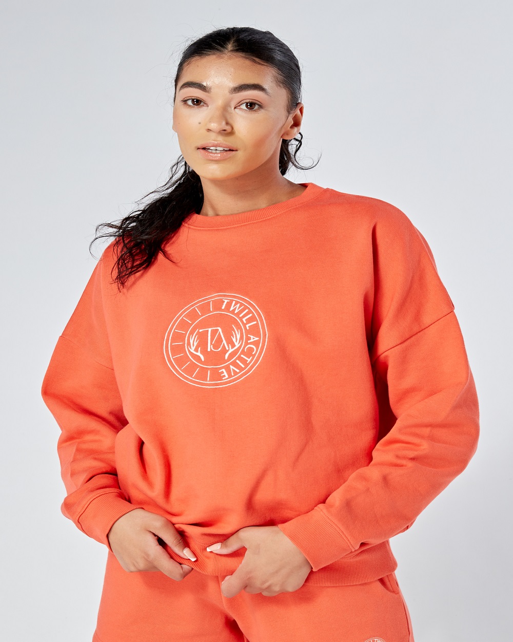 Twill Active - Essentials Oversized Crewneck Sweatshirt - Coral
