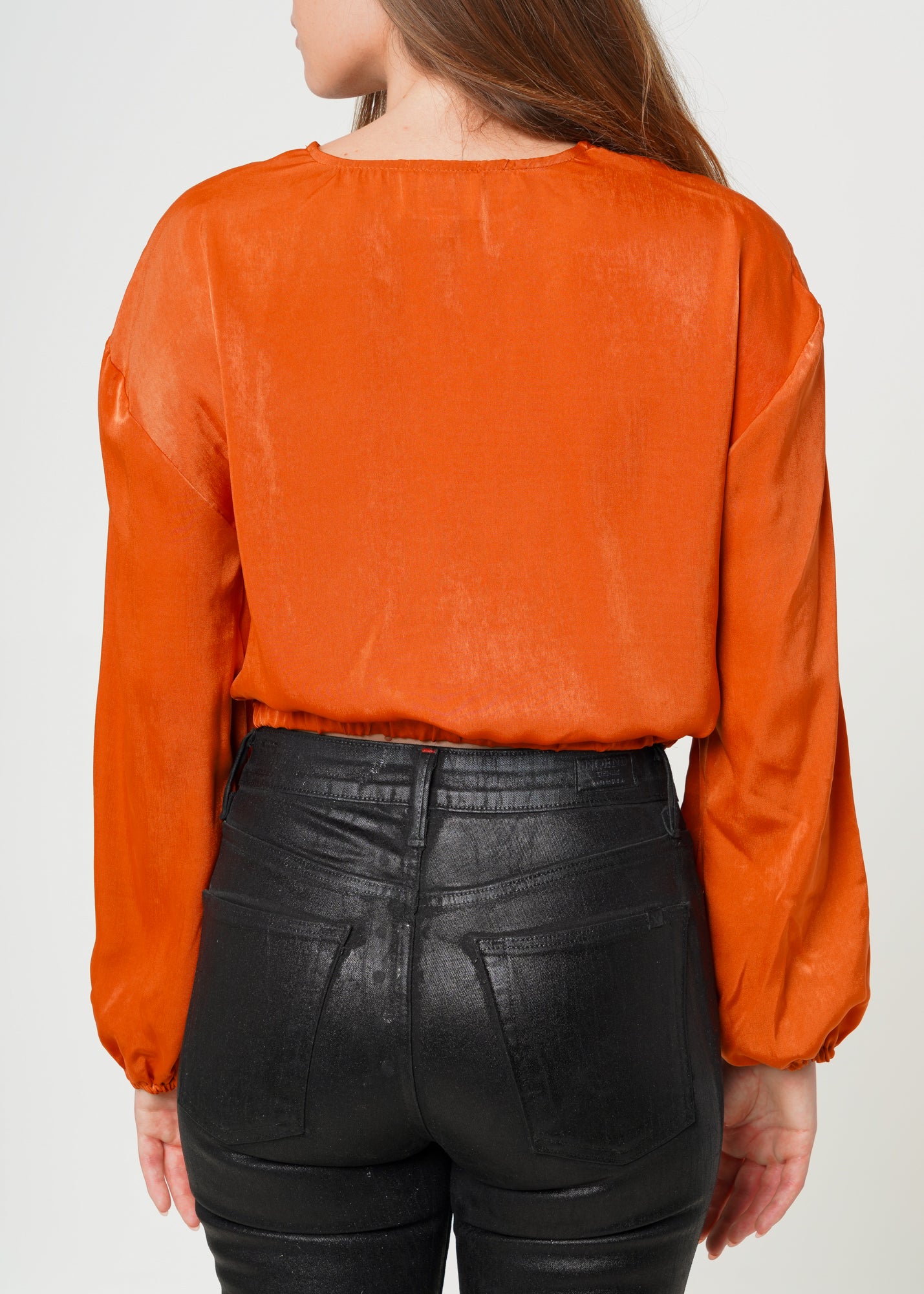 Nurode Twist Front Cropped Washed Satin Top