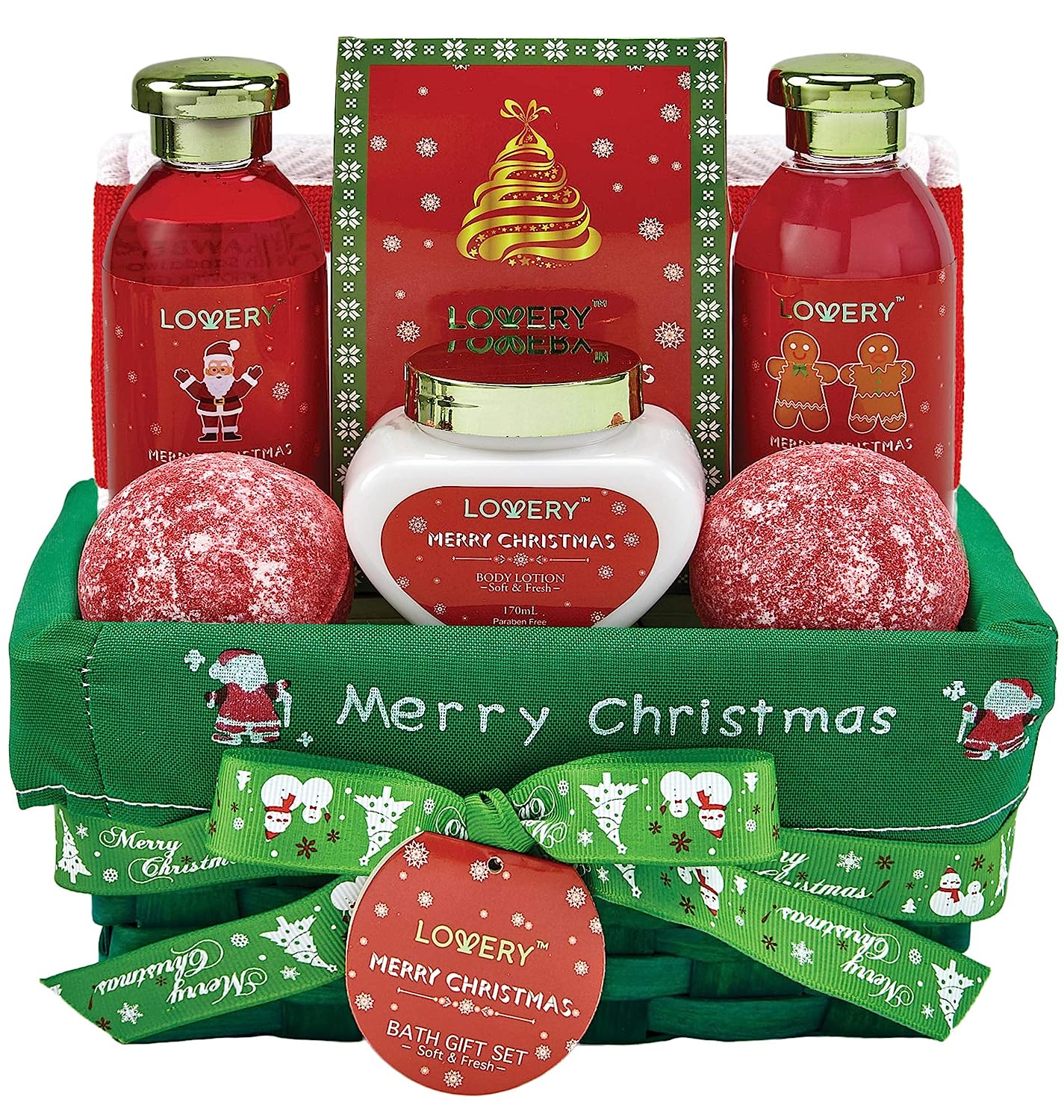 Lovery Bath And Body Christmas Gift Basket - Strawberry & Sandalwood Scent