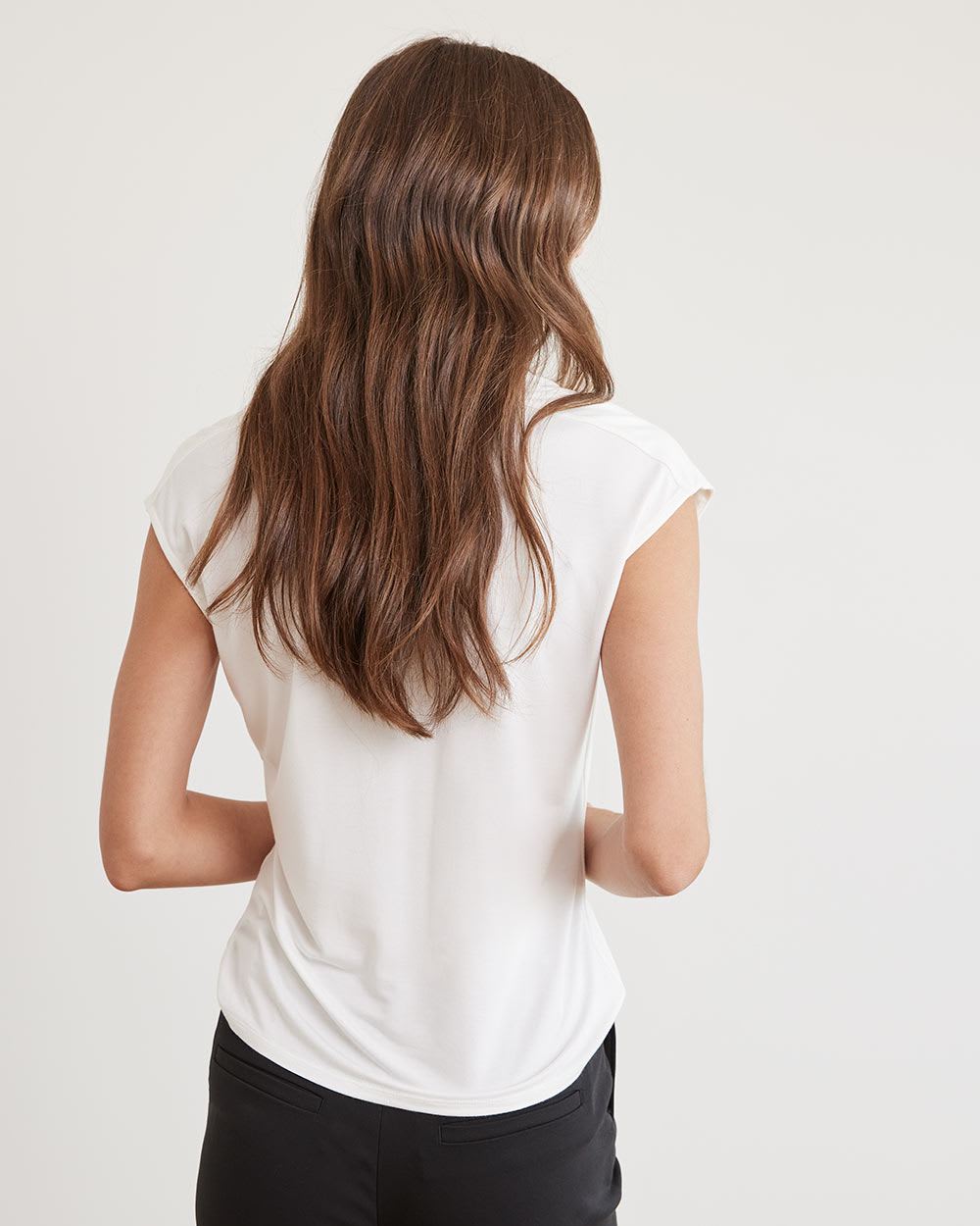 Extended-Sleeve V-Neck Fitted Tee
