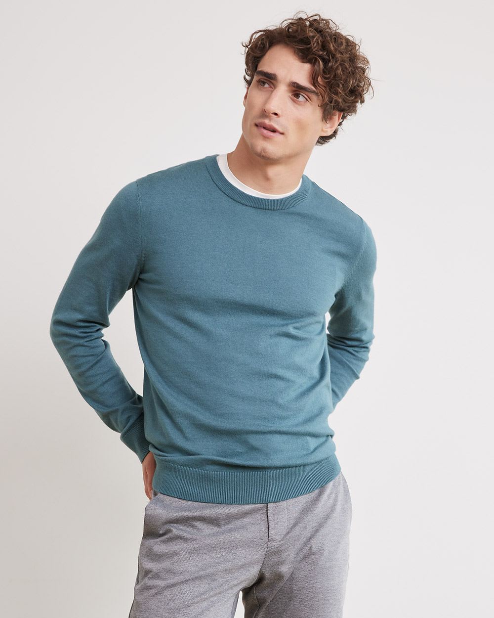 Solid Crew-Neck Sweater