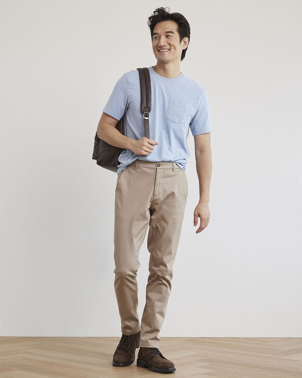 Solid Short-Sleeve Crew-Neck Tee with Chest Pocket