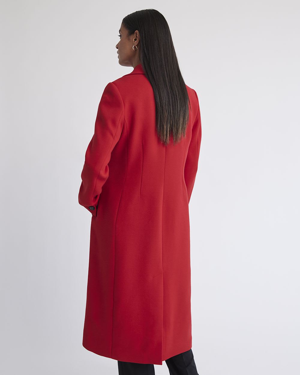 Long Fitted 2-Button Twill Coat