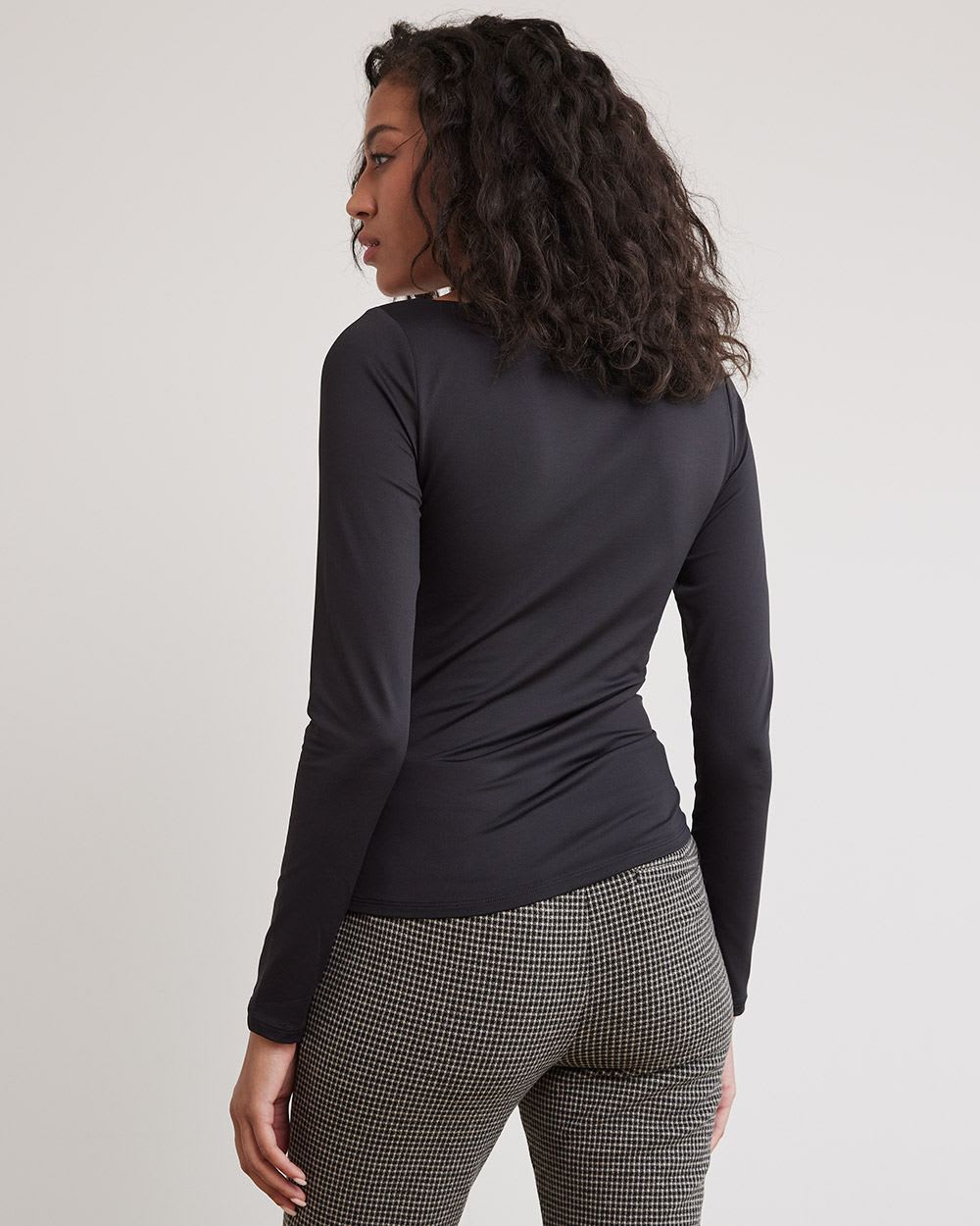 Long-Sleeve Boat-Neck Top