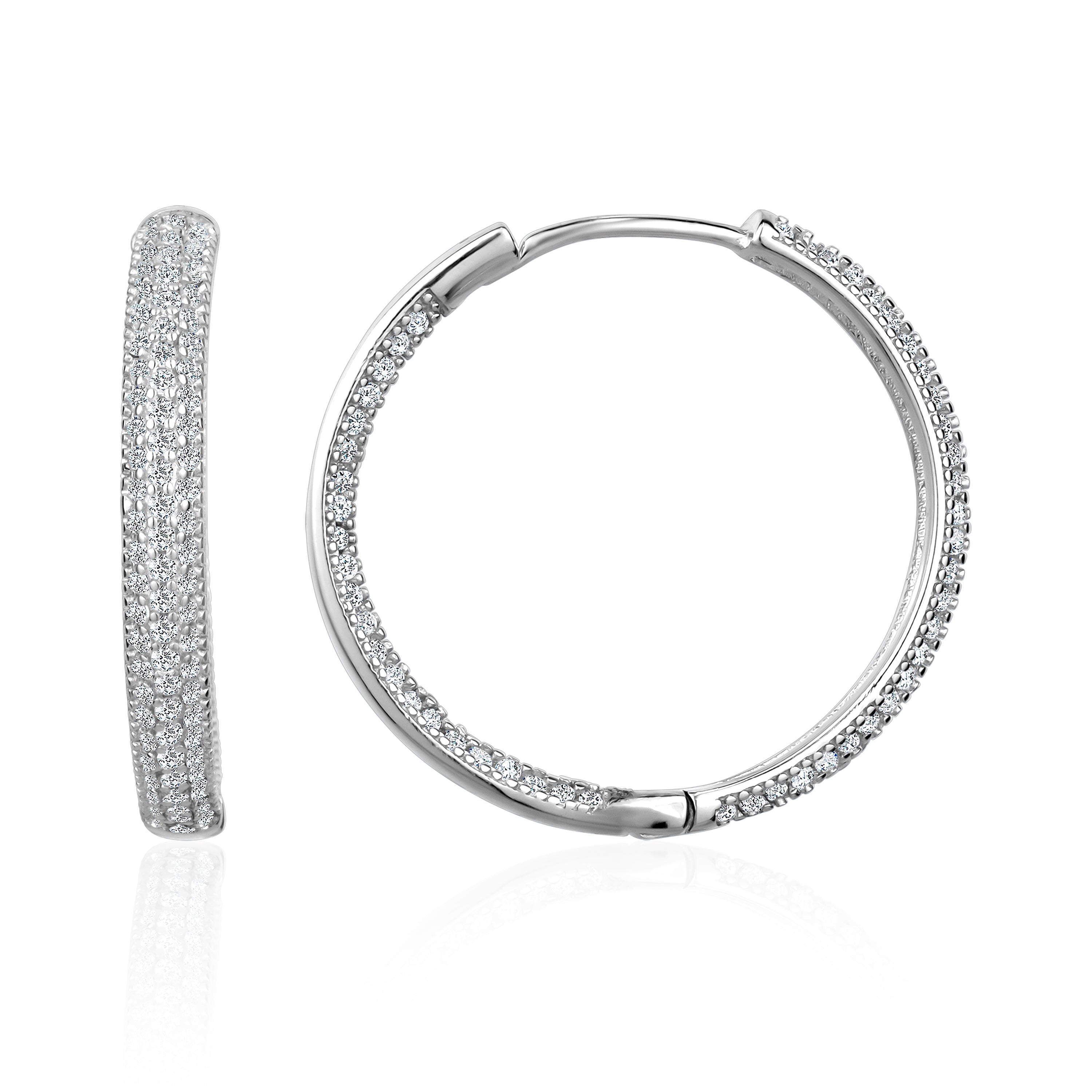 Club Rochelier 3A Cubic Zirconia In and Out Hoop Earrings