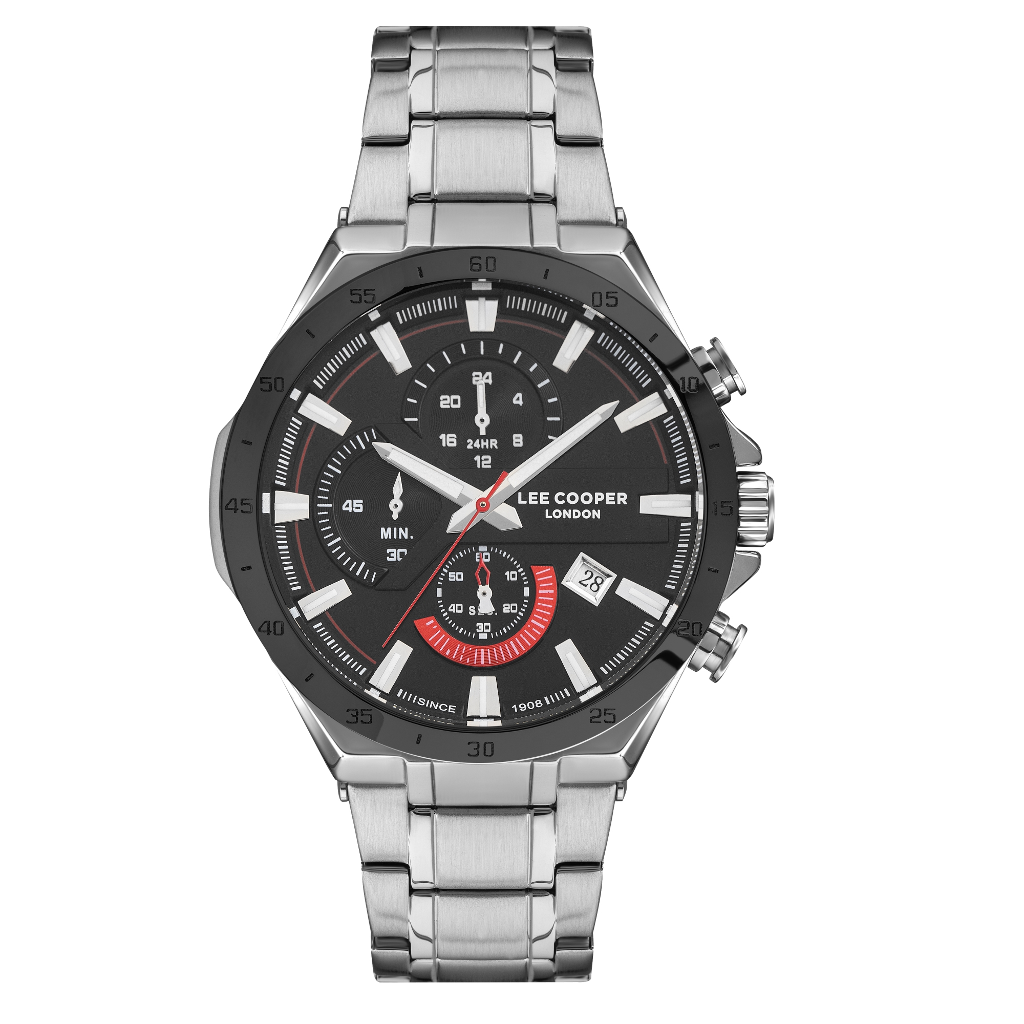 LEE COOPER-Men's Silver 47mm watch w/Black Dial