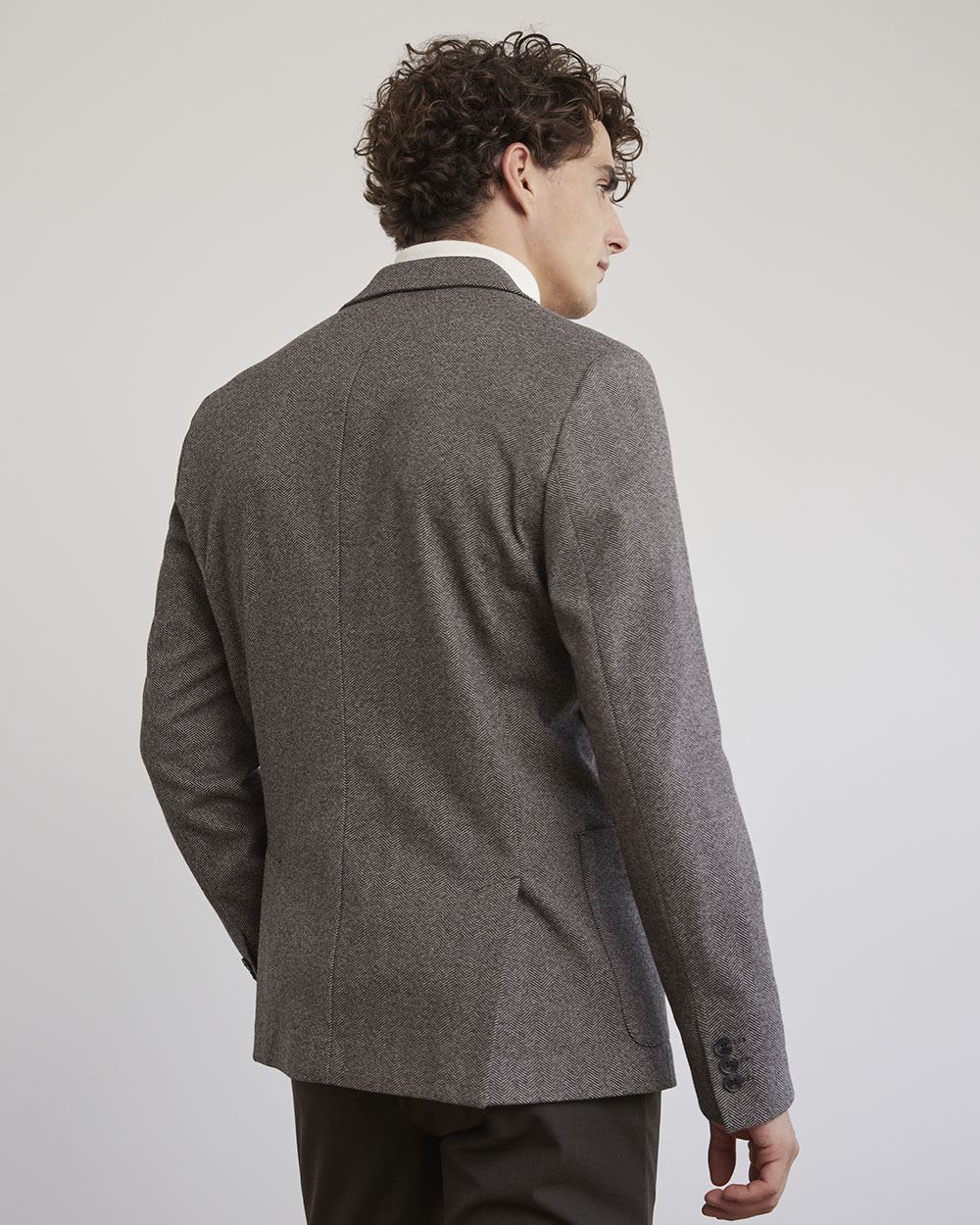 Slim-Fit Herringbone Blazer