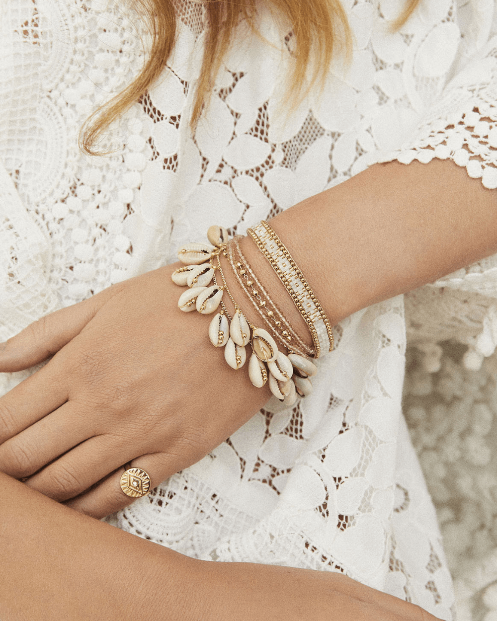 SAMOA Hipanema White Cuff Bracelet