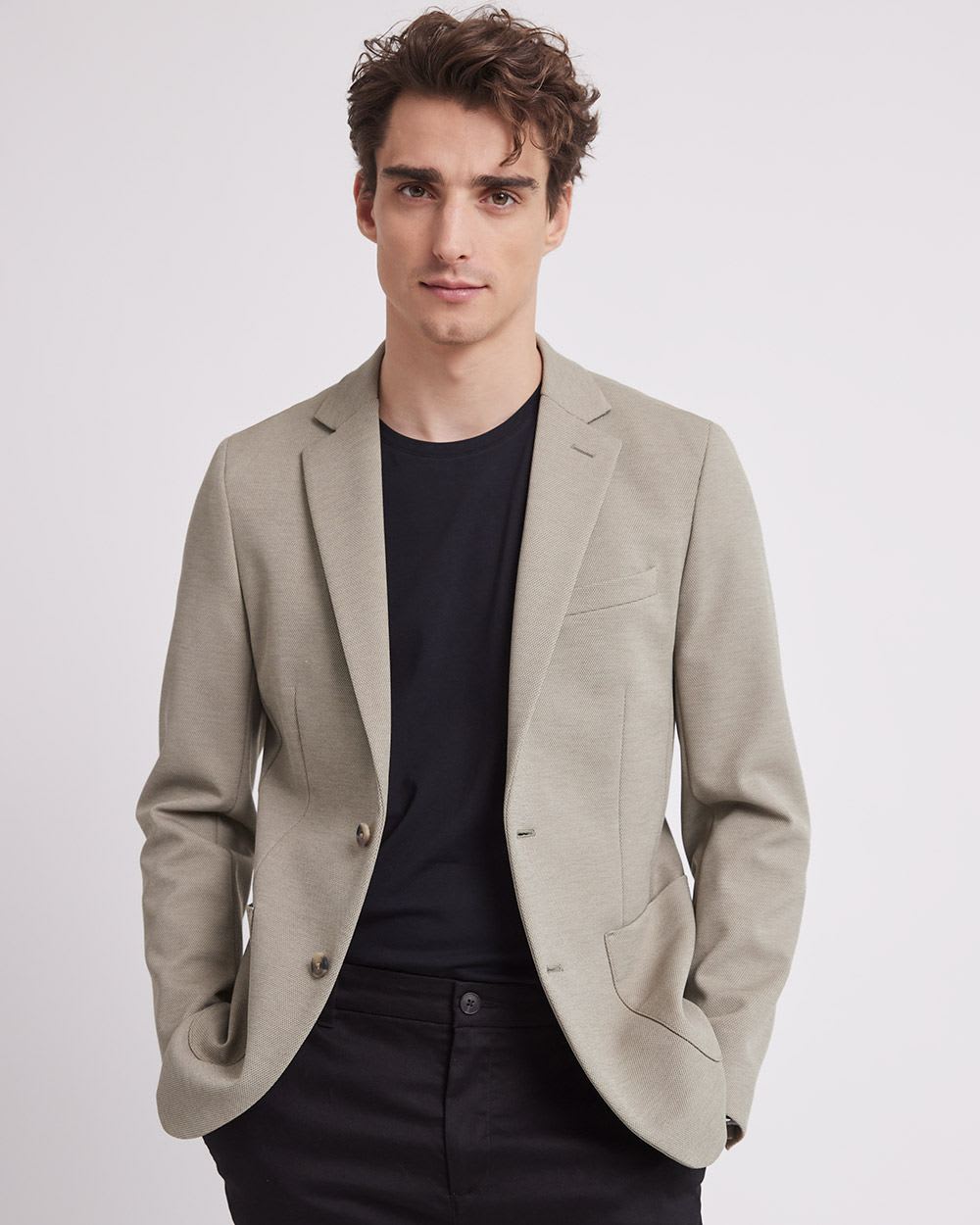 Slim-Fit Knit Blazer