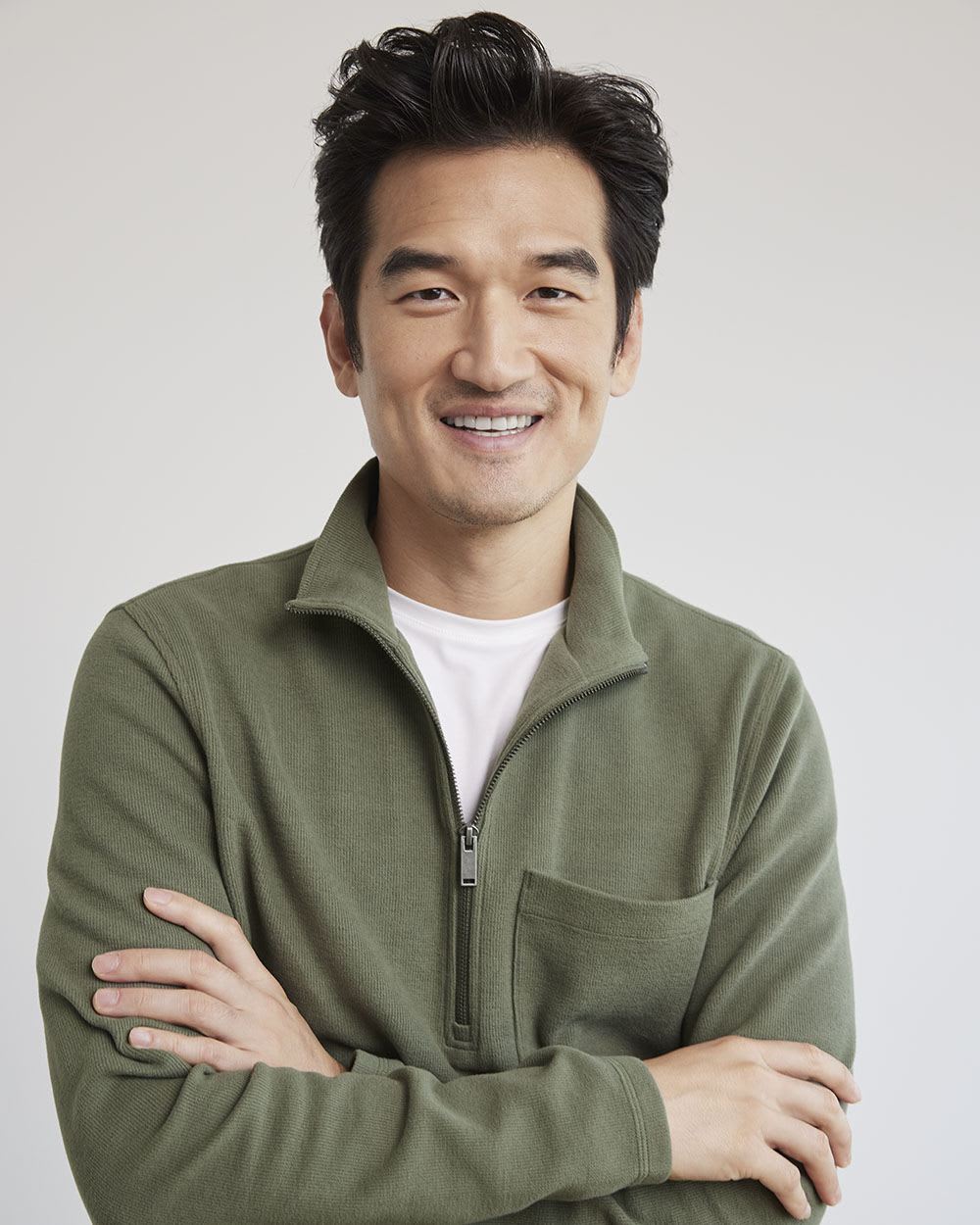 Mock-Neck Waffled-Knit Pullover with Half-Zip