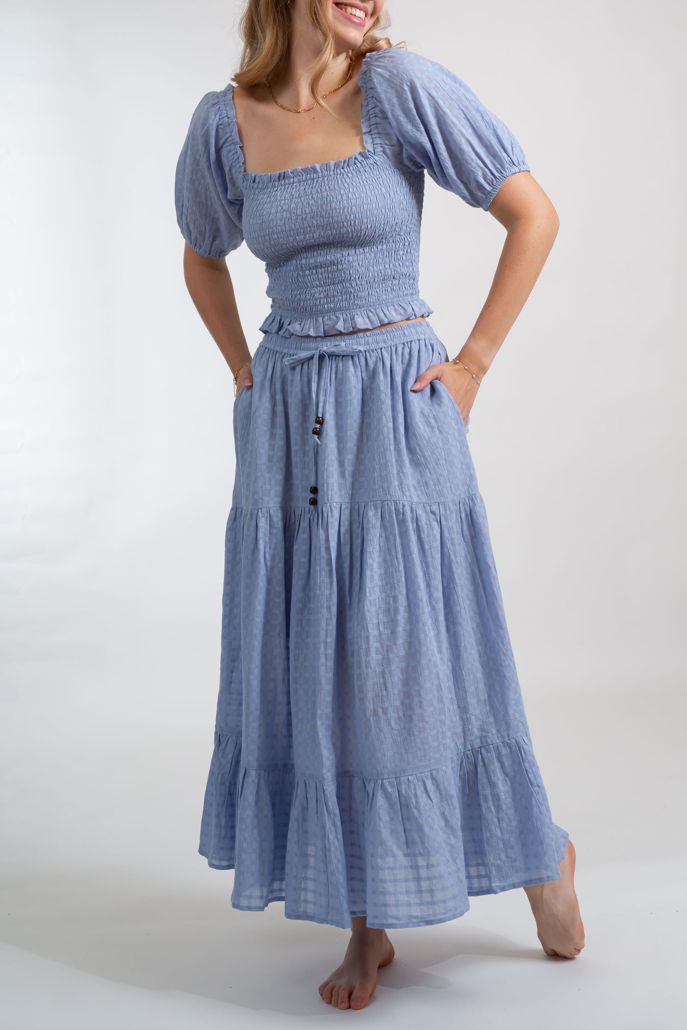 KOY Resort Riviera Boho Tiered Maxi Skirt