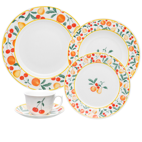 Oxford Flamingo Fruits 30 Pieces Dinnerware Set Service for 6