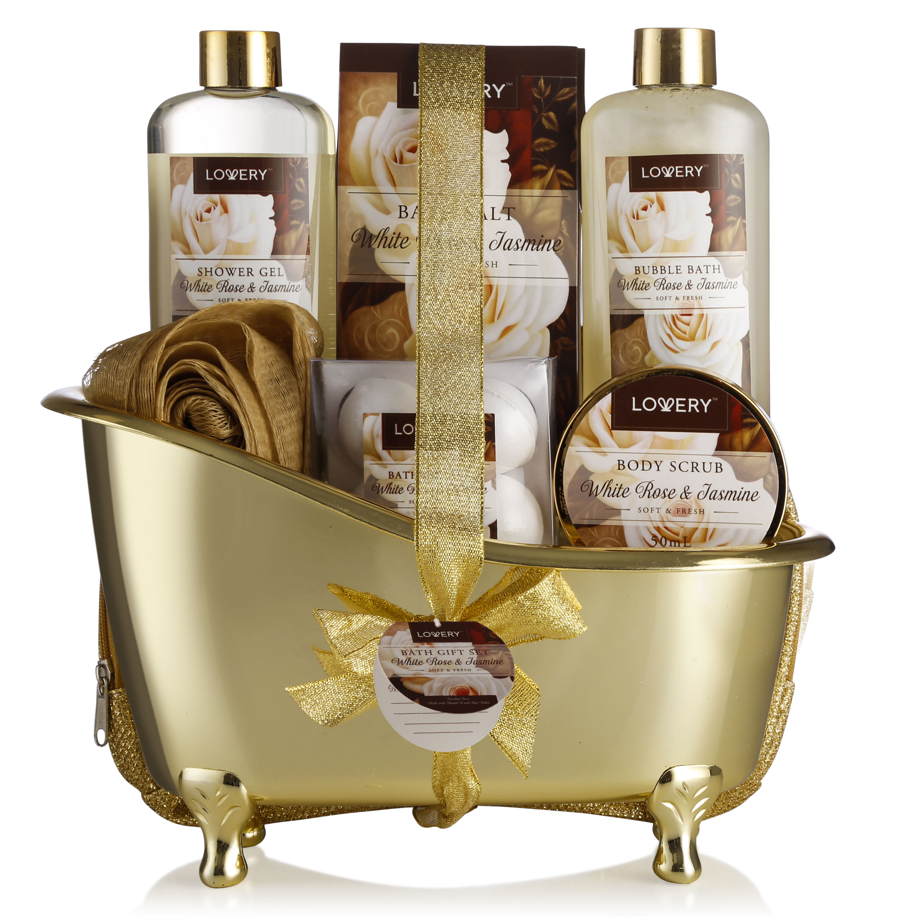 Lovery Home Spa Gift Basket - Luxury 13pc Bath & Body Set - Cosmetic Bag