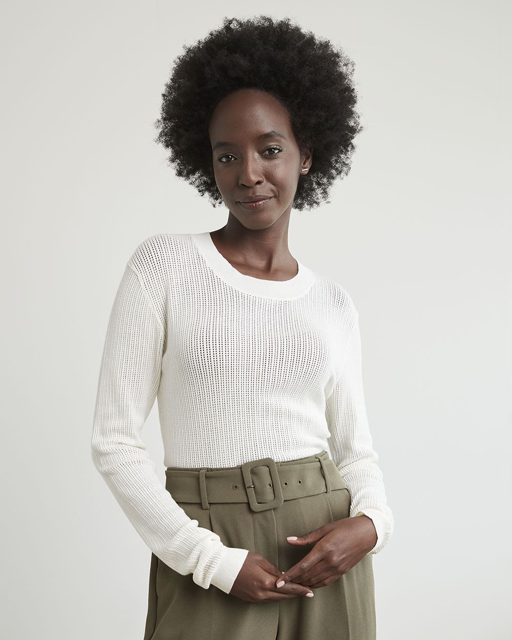 Long-Sleeve Pullover with Floating Stitches