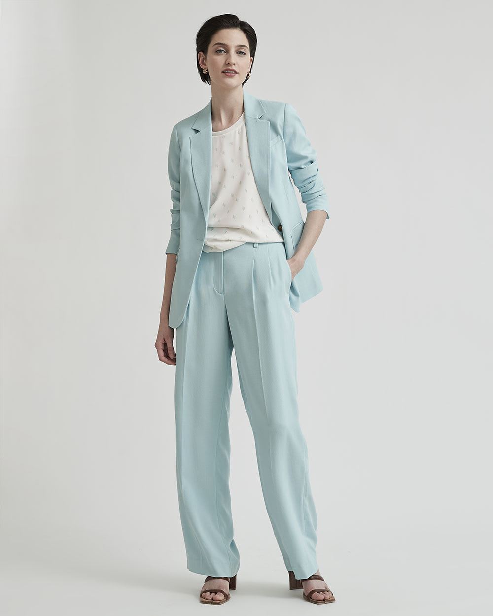 Printed Silky Crepe Cap Sleeve Blouse