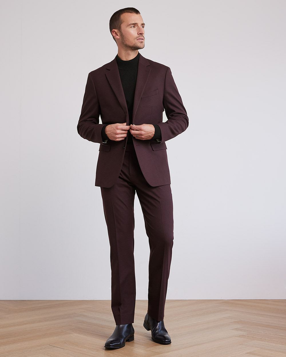 Tailored-Fit Brushed Suit Blazer