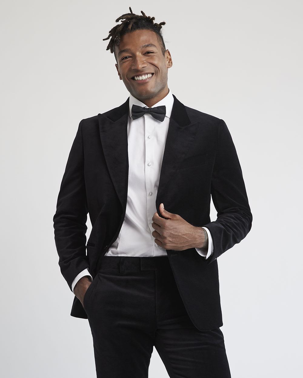 Tailored-Fit Velvet Suit Blazer