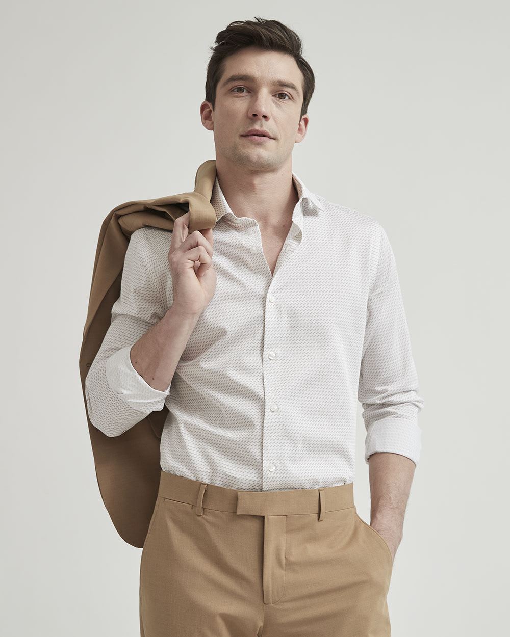 Slim Fit Micro Geo Print Dress Shirt