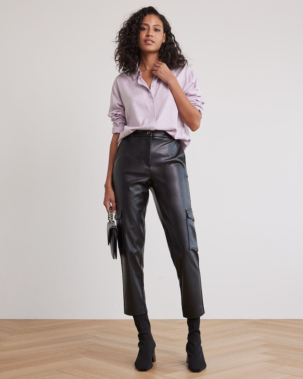 Long-Sleeve Buttoned-Down Brushed Twill Blouse