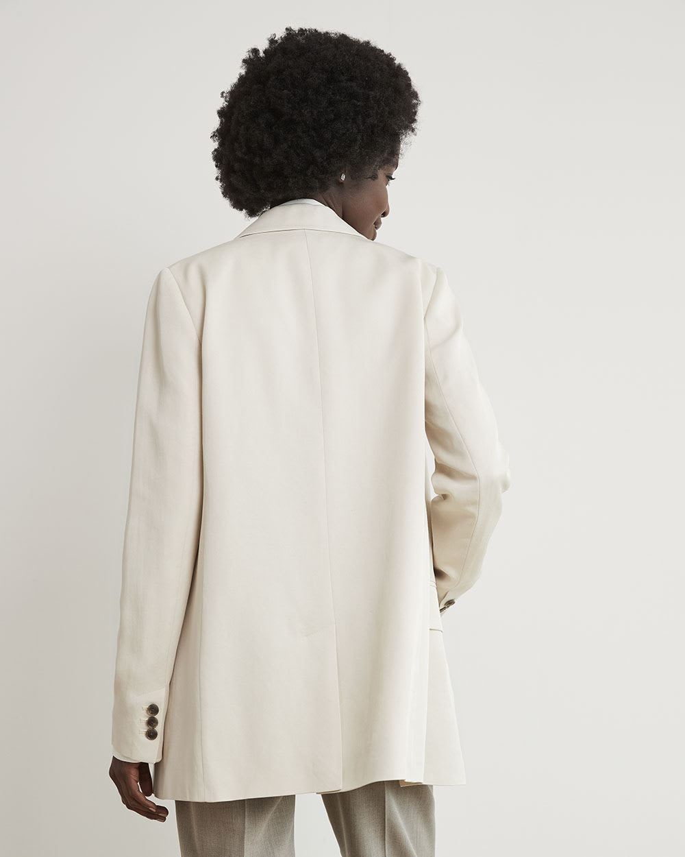 Three-Button Oversized Tencel Blazer
