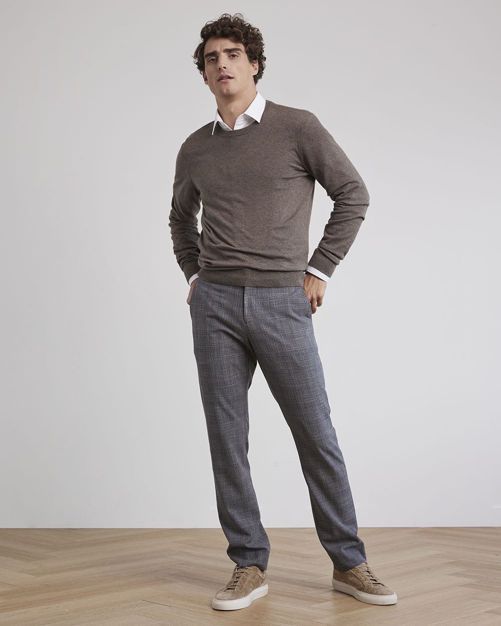Tailored-Fit Plaid Grey City Pant