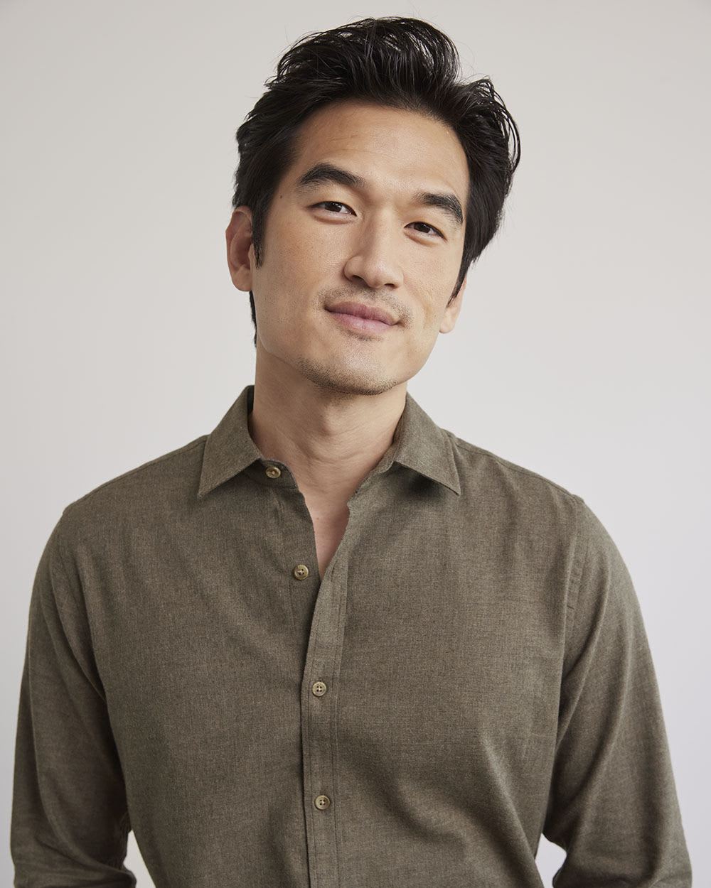 Slim-Fit Solid Flannel Shirt