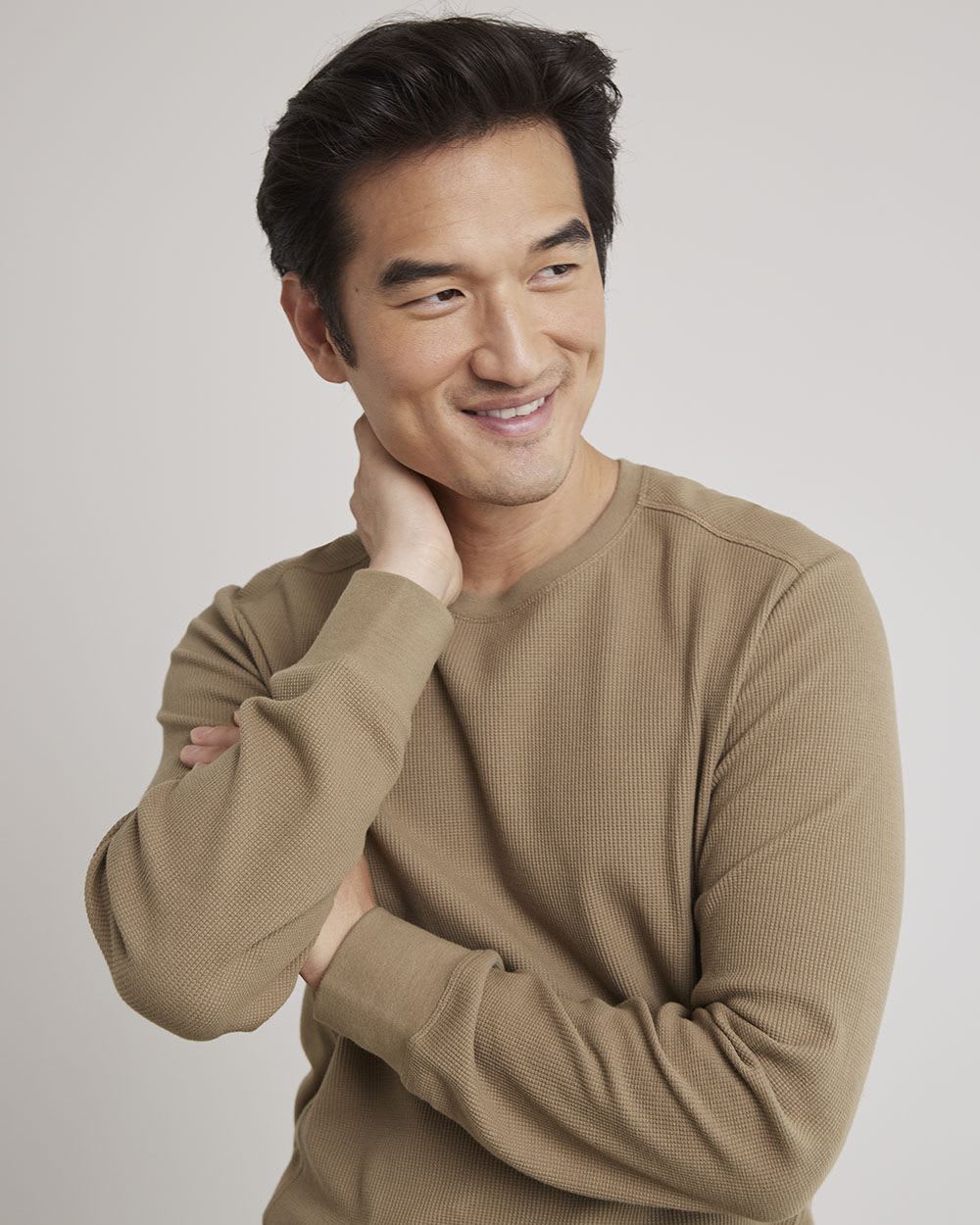 Long-Sleeve Crew-Neck Waffled Tee