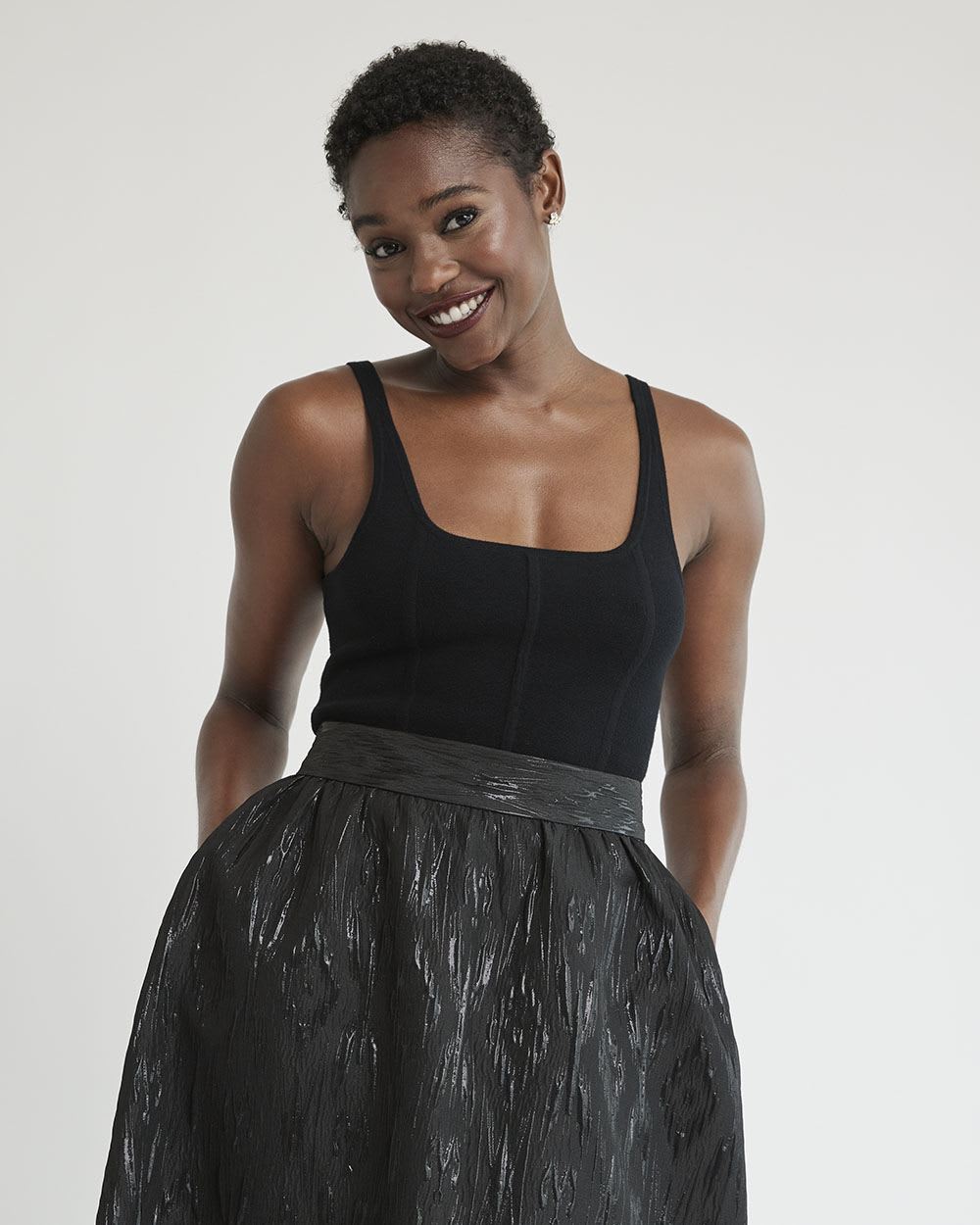 Super-High-Rise A-Line Midi Skirt