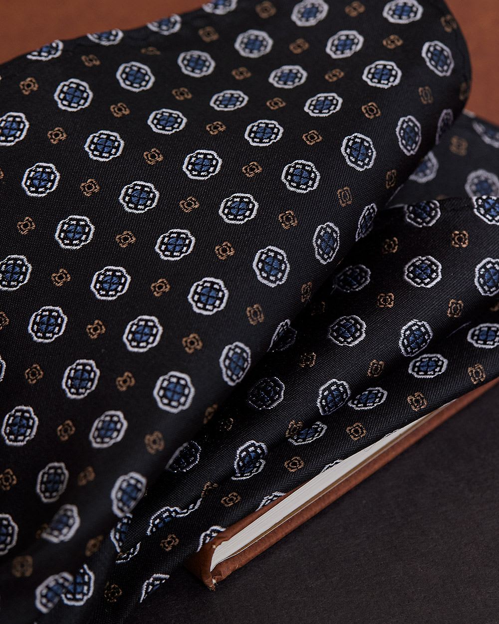 Black Handkerchief with Geometric Pattern