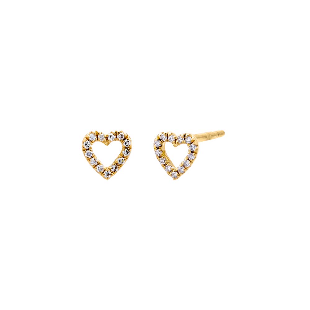 By Adina Eden -DIAMOND OPEN HEART STUD EARRINGS 14K - 14K GOLD