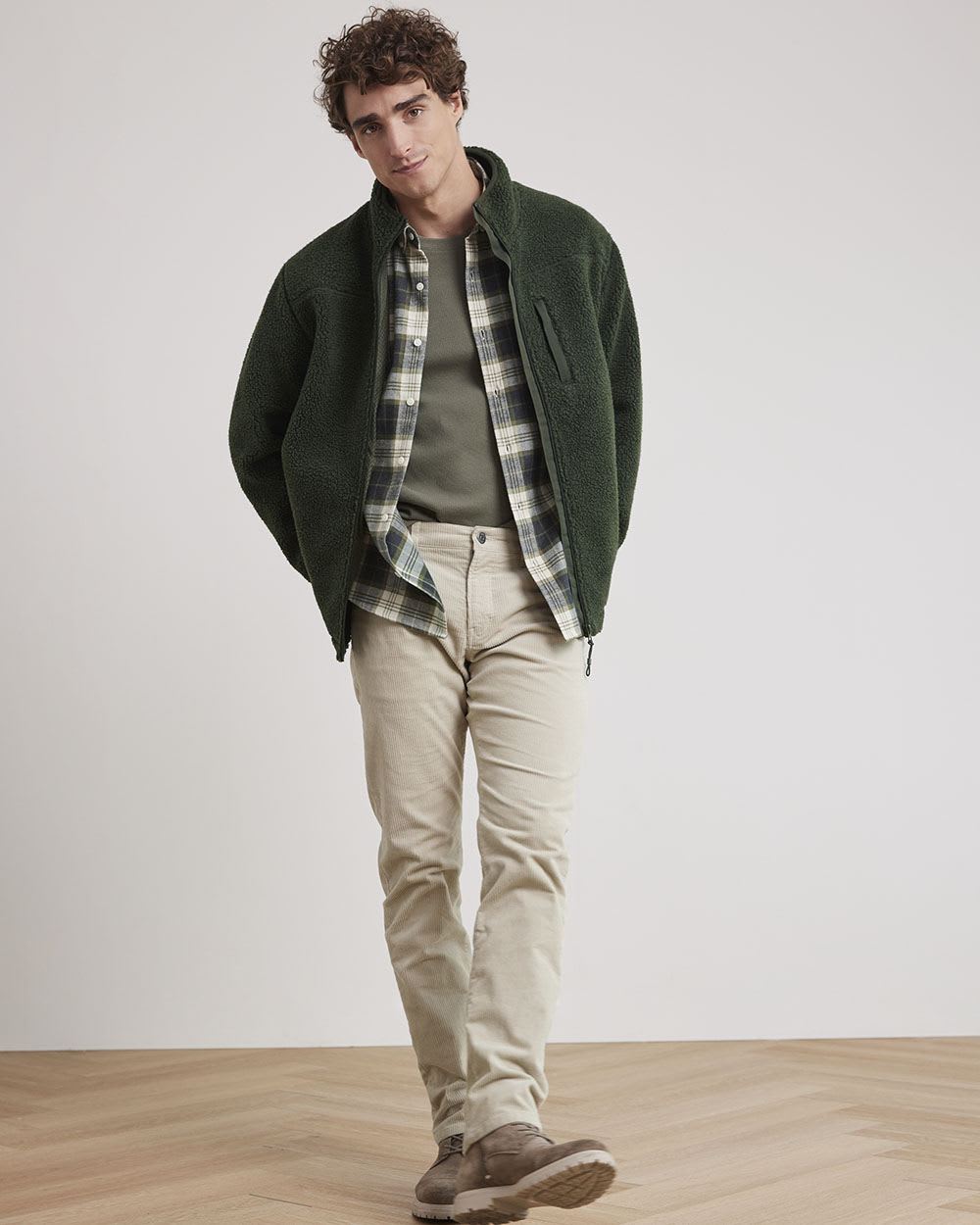 Slim-Fit Green and Grey Tartan Flannel Shirt