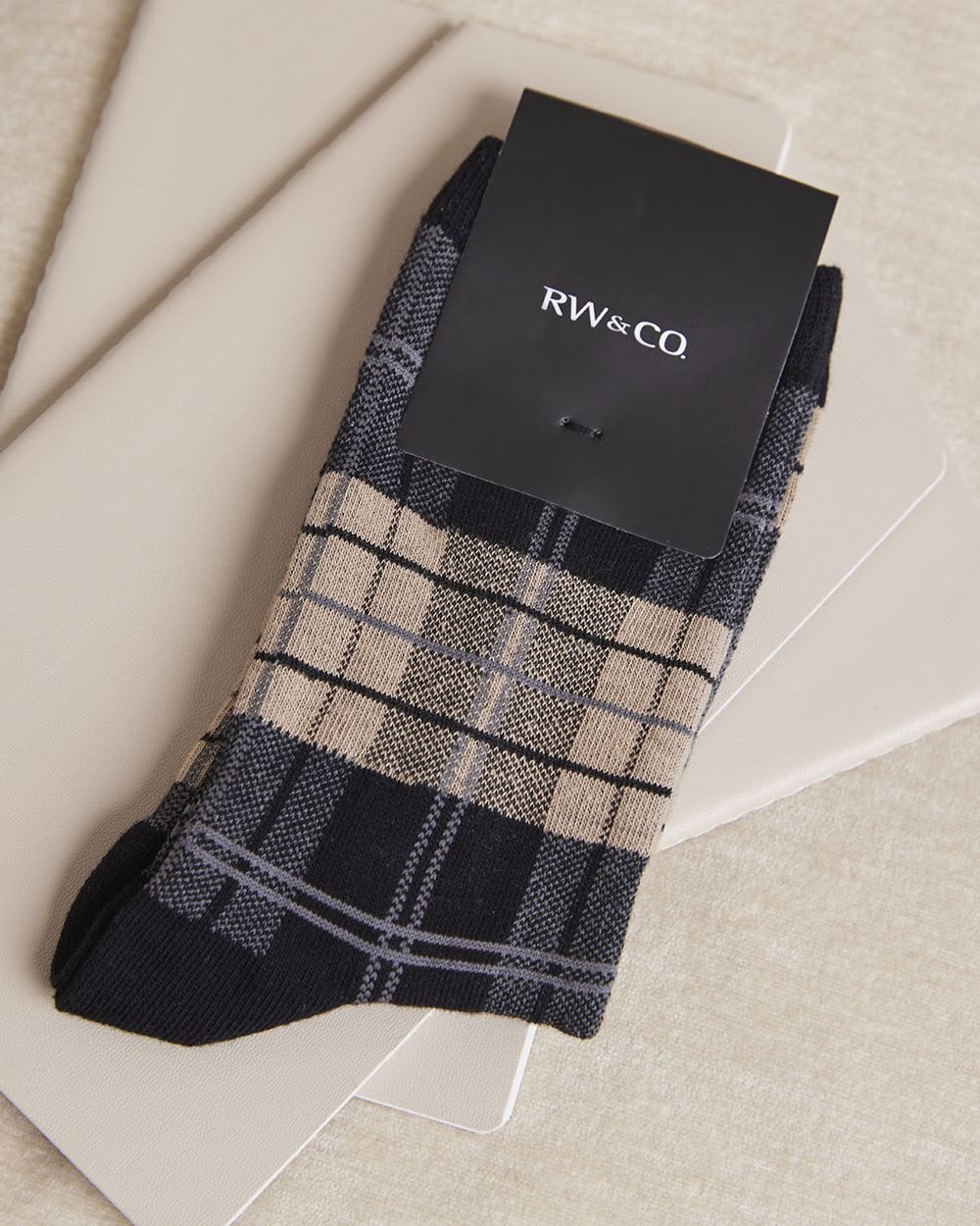 Crew Socks with Plaid Pattern