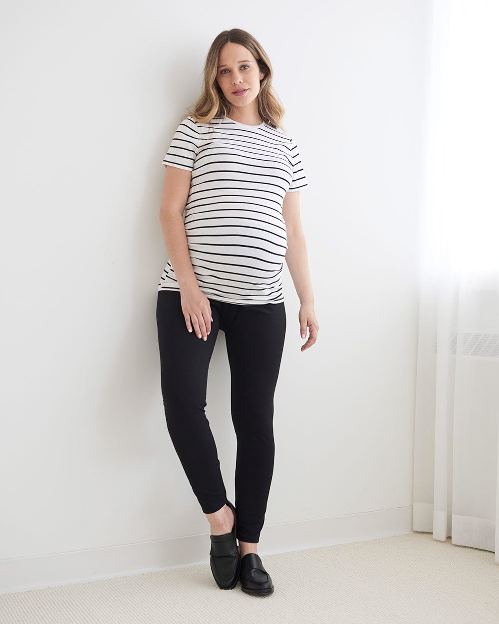 Striped Organic Cotton Crew-Neck T-Shirt - Thyme Maternity