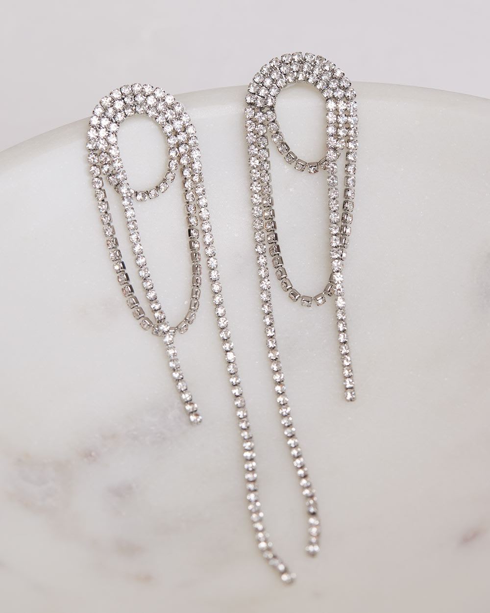 Earrings with Rhinestone Pendants