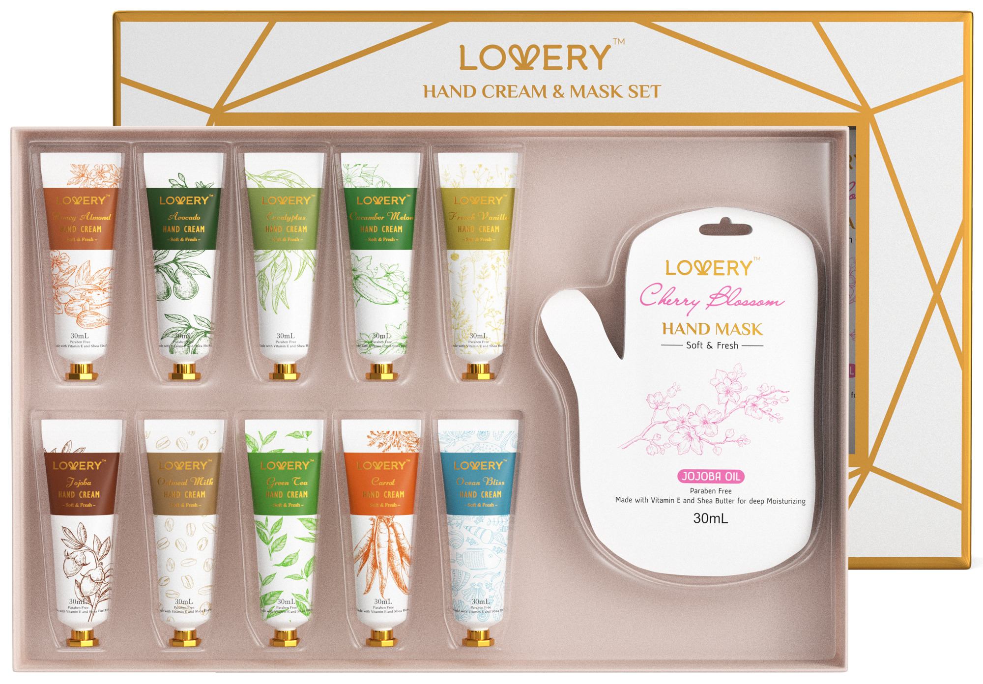 Lovery Hand Cream & Hand Mask Gift Set - 10 Hand Lotions And 5 Hand Masks