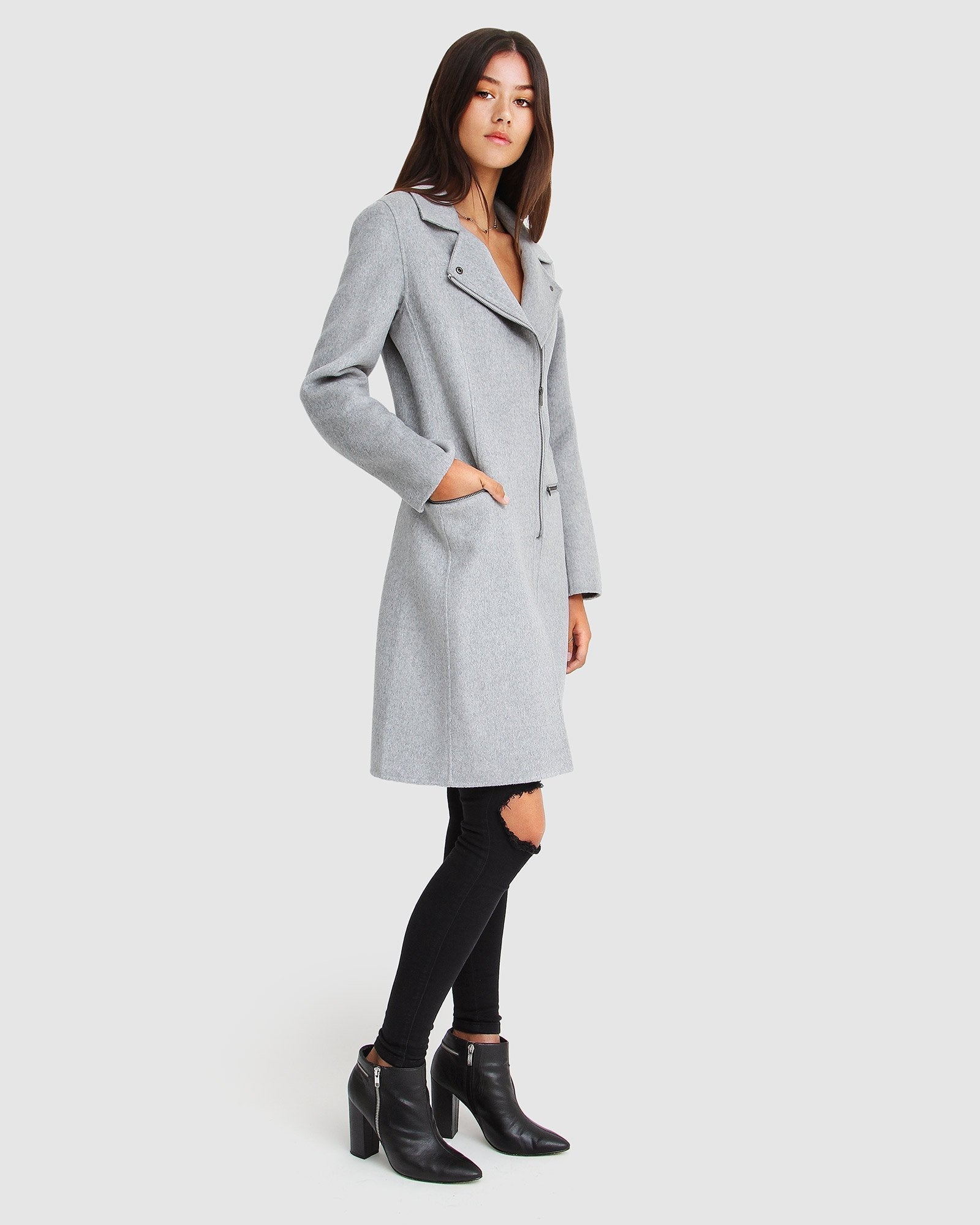 Belle & Bloom NEW FIT Last Chance Wool Blend Moto Coat