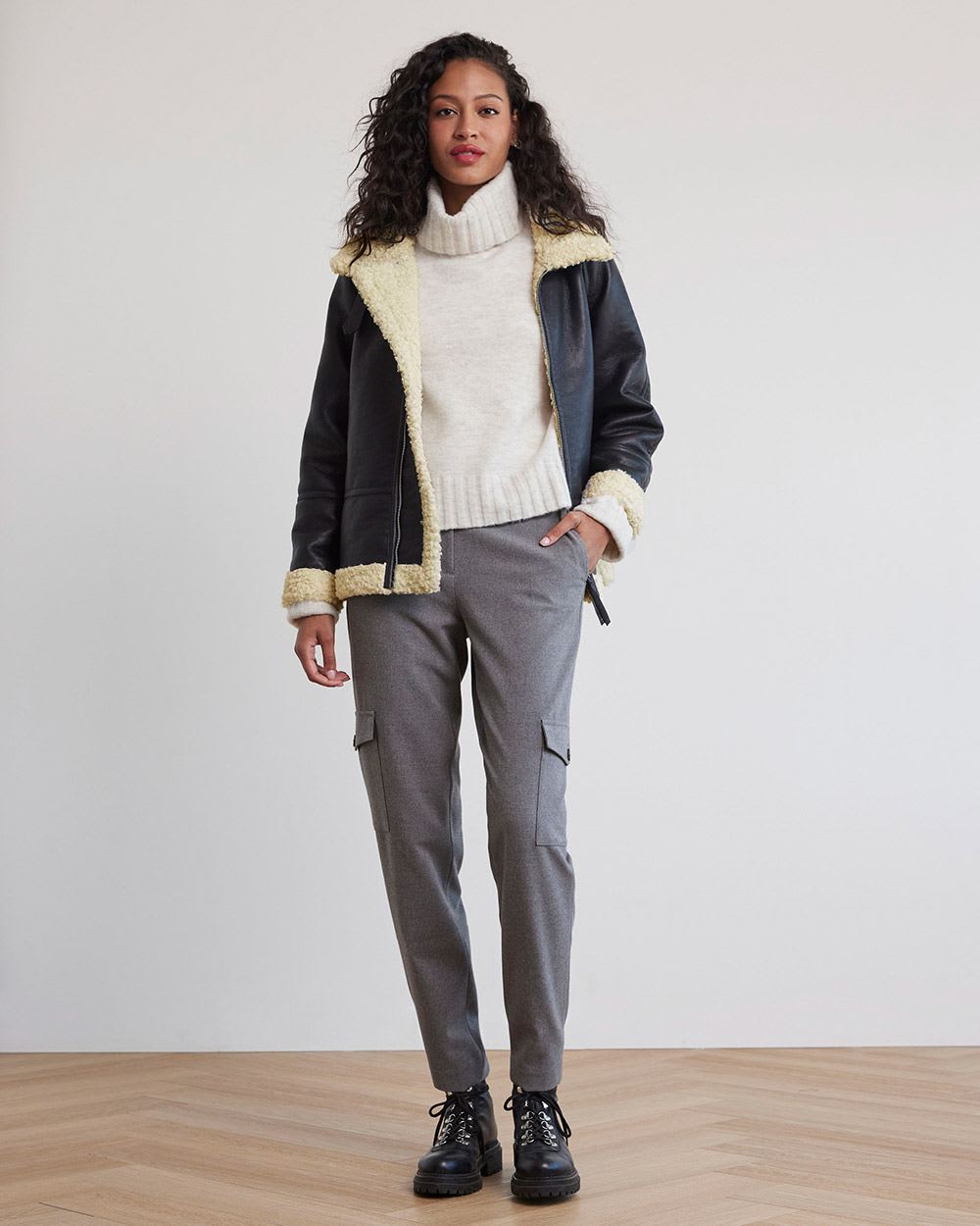 Cropped Boxy Turtleneck Sweater