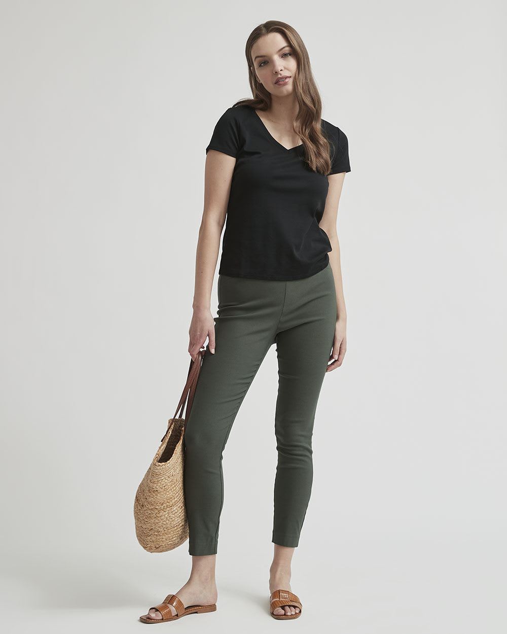 Basic Heavy Cotton V-Neck Short-Sleeve T-Shirt