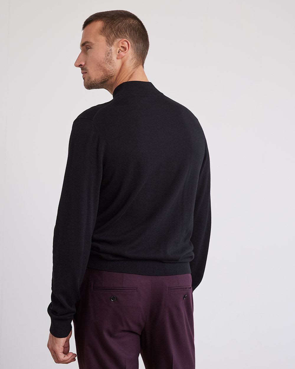 Solid Long-Sleeve Mock-Neck Sweater