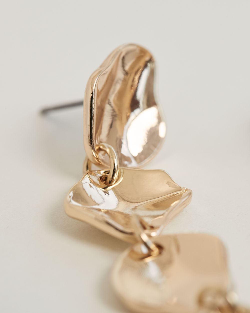 Golden Earrings with Organic-Shaped Pendants