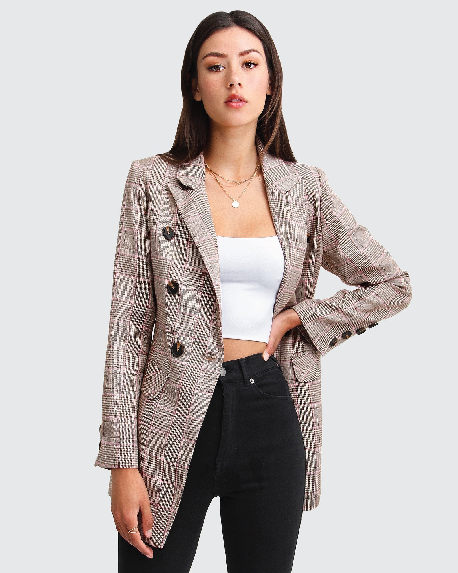 Belle & Bloom Too Cool For Work Plaid Blazer