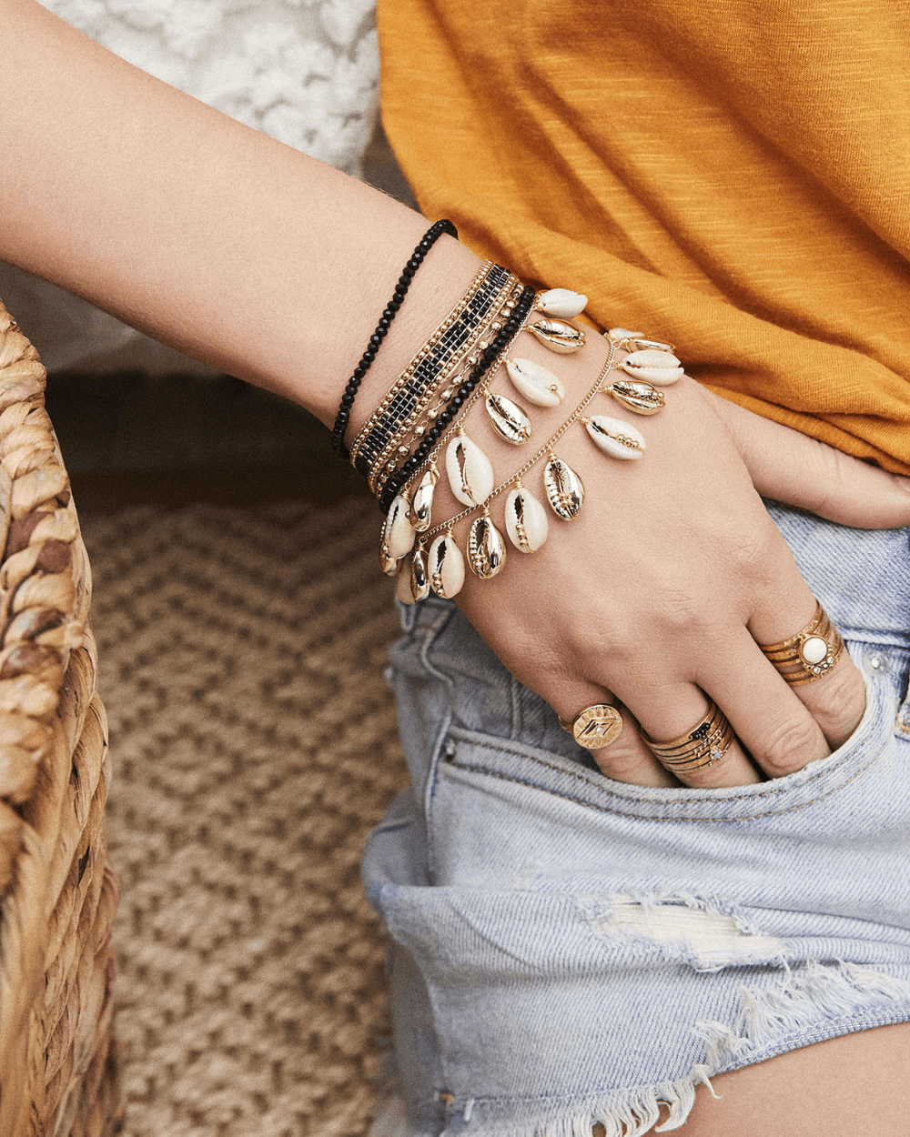 SAMOA Hipanema Black Cuff Bracelet