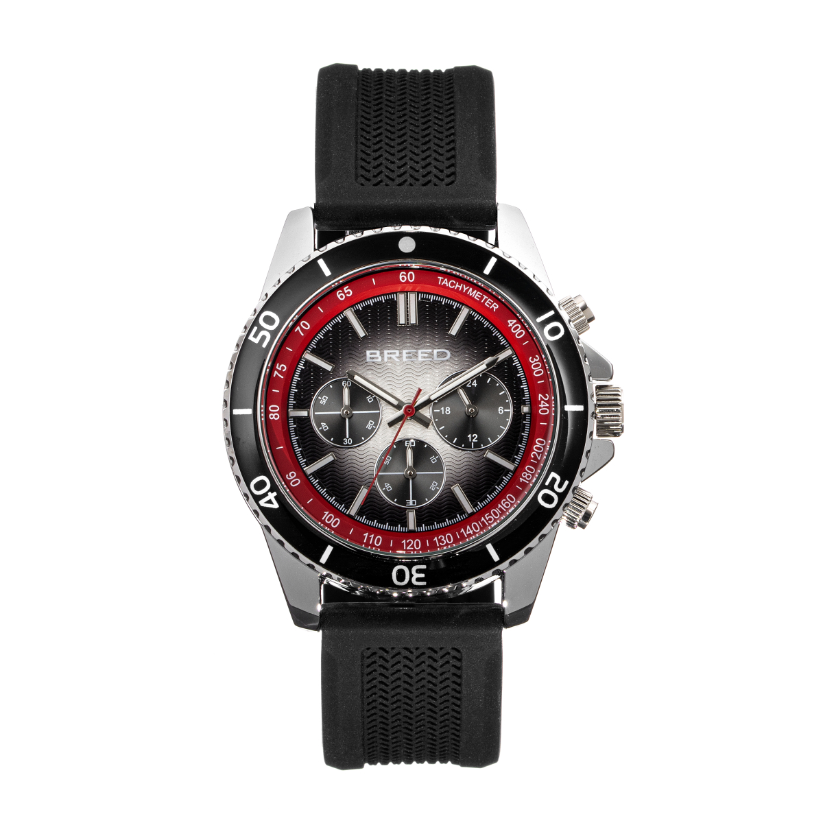 Breed - Tempo Chronograph Strap Watch - Black/Red